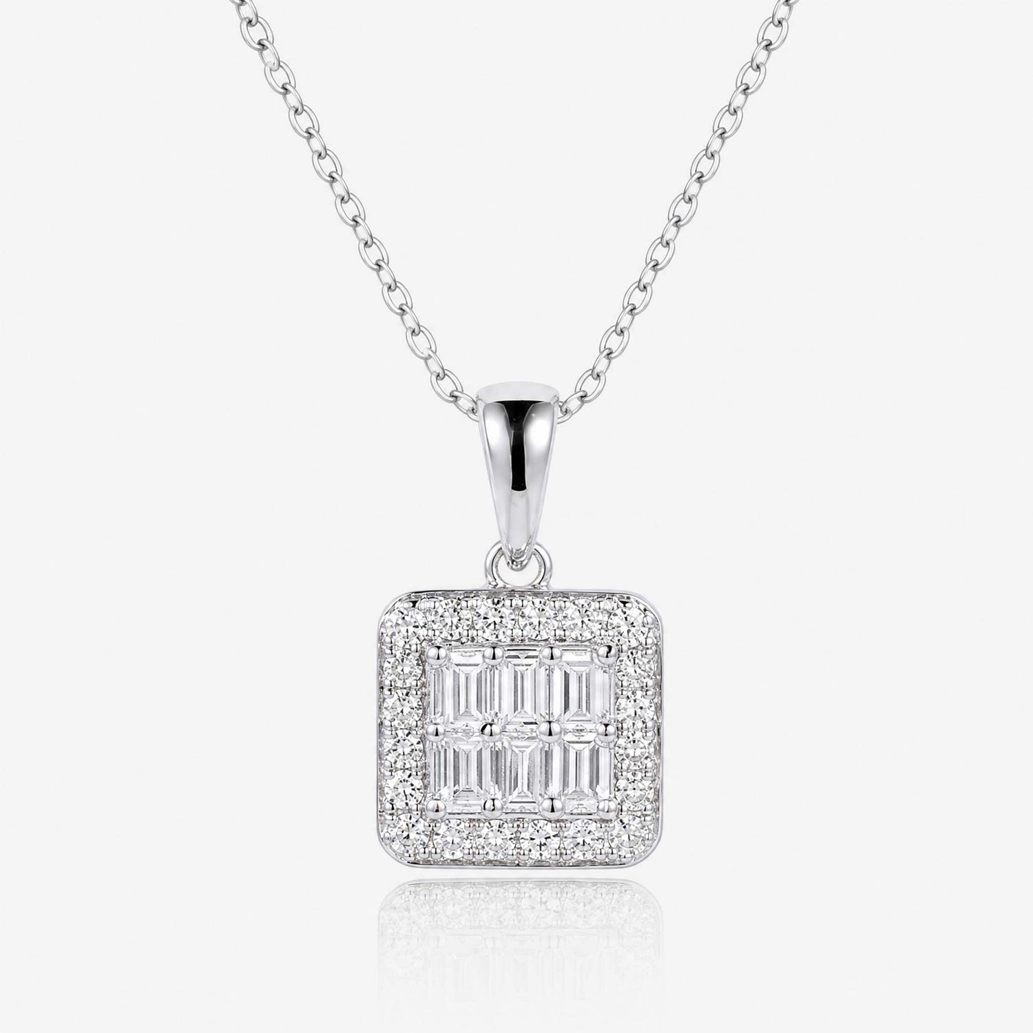 0.43ct Natural Diamond Baguette Illusion Pendant in 18K Gold - JewelryandStore