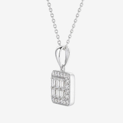 0.43ct Natural Diamond Baguette Illusion Pendant in 18K Gold - JewelryandStore