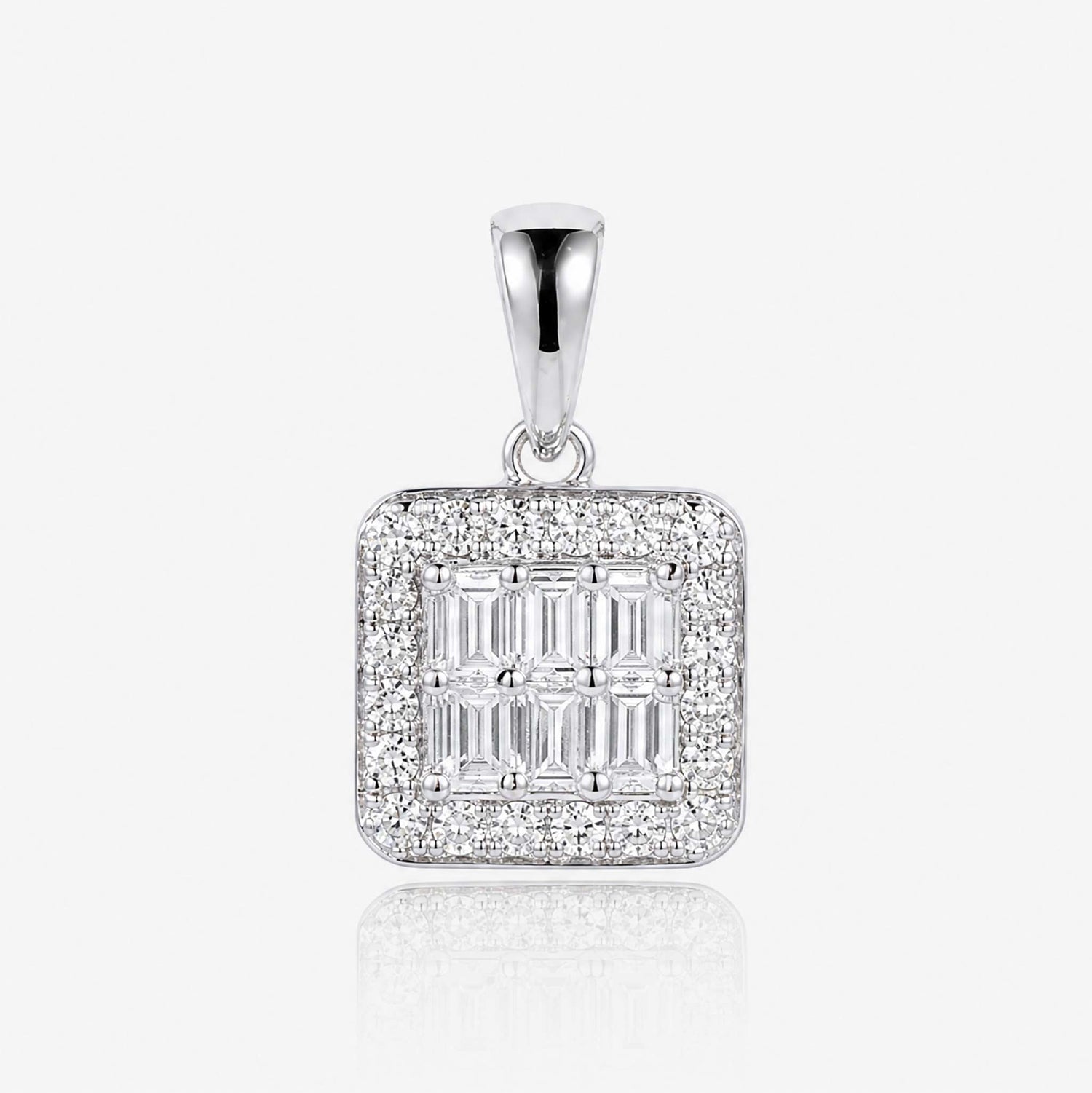 0.43ct Natural Diamond Baguette Illusion Pendant in 18K Gold - JewelryandStore