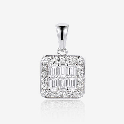 0.43ct Natural Diamond Baguette Illusion Pendant in 18K Gold - JewelryandStore
