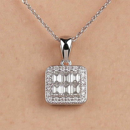 0.43ct Natural Diamond Baguette Illusion Pendant in 18K Gold - JewelryandStore