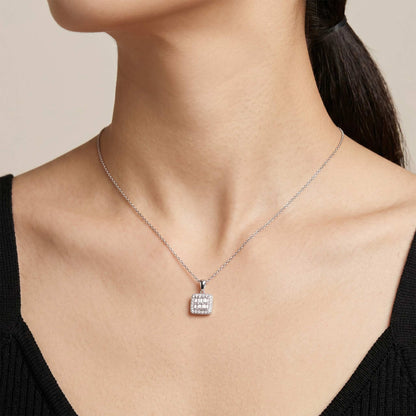 0.43ct Natural Diamond Baguette Illusion Pendant in 18K White Gold