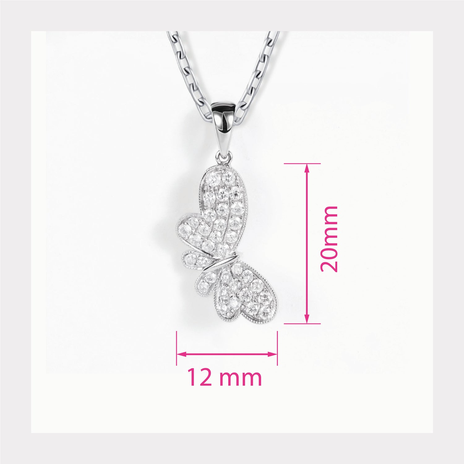 18K White Gold Butterfly Pendant with Natural Diamonds - JewelryAndStore