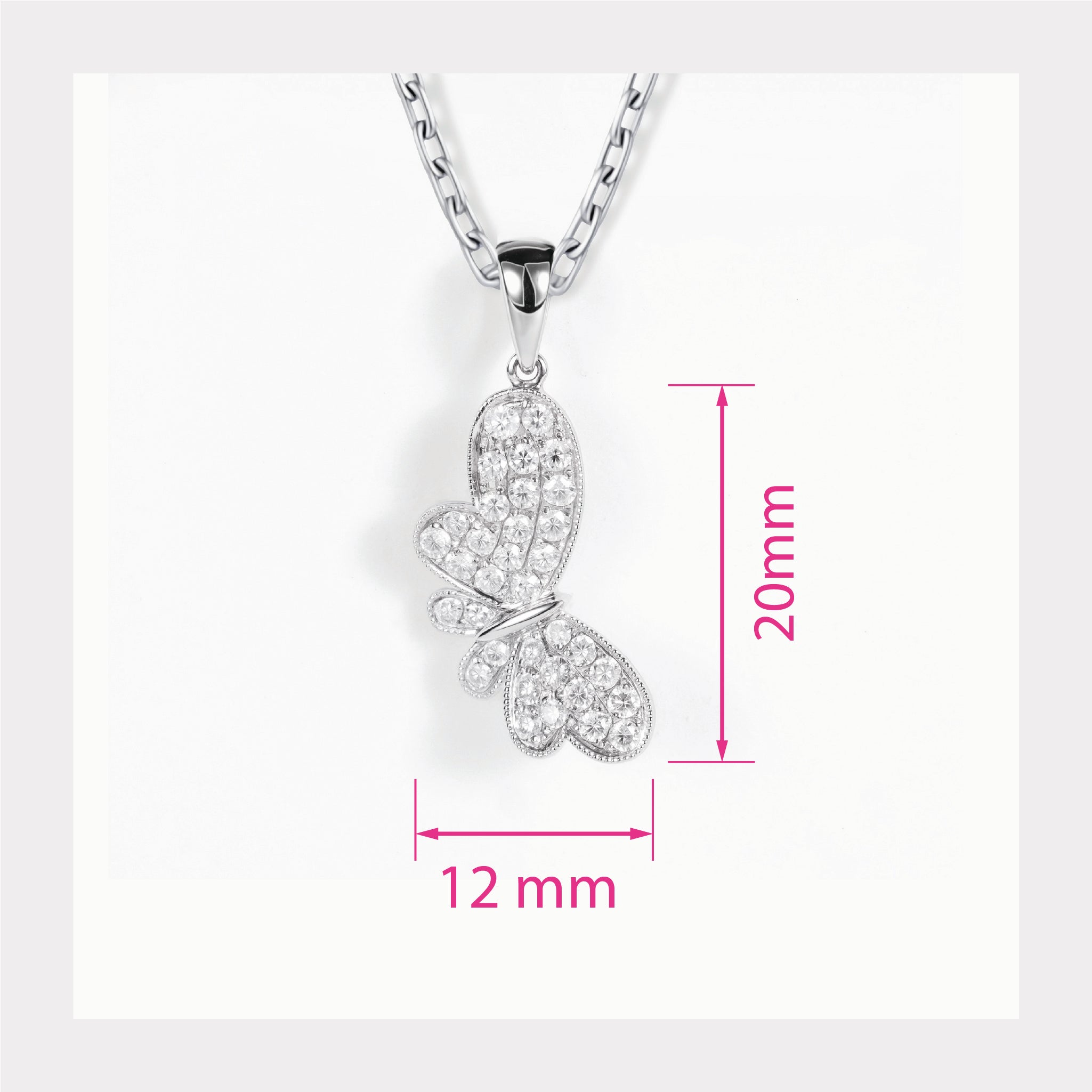 18K White Gold Butterfly Pendant with Natural Diamonds - JewelryAndStore