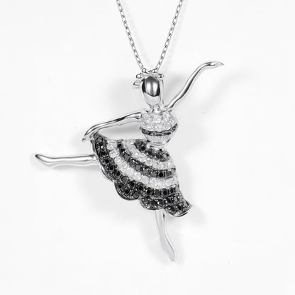 18K White Gold Ballerina Pendant with Natural Diamonds - JewelryAndStore