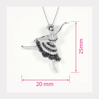 18K White Gold Ballerina Pendant with Natural Diamonds - JewelryAndStore