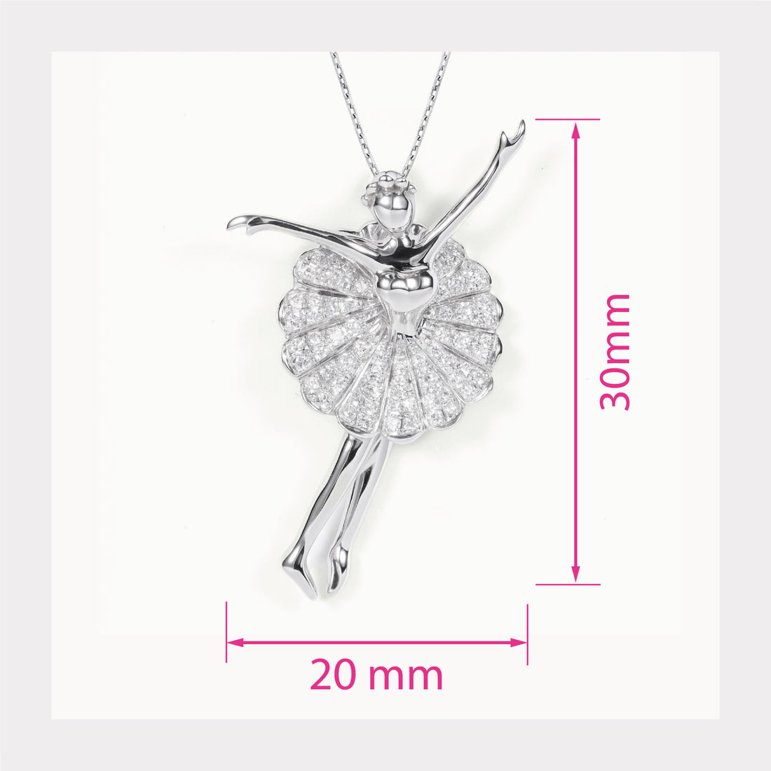 18K White Gold Ballerina Pendant with Natural Diamonds - JewelryAndStore