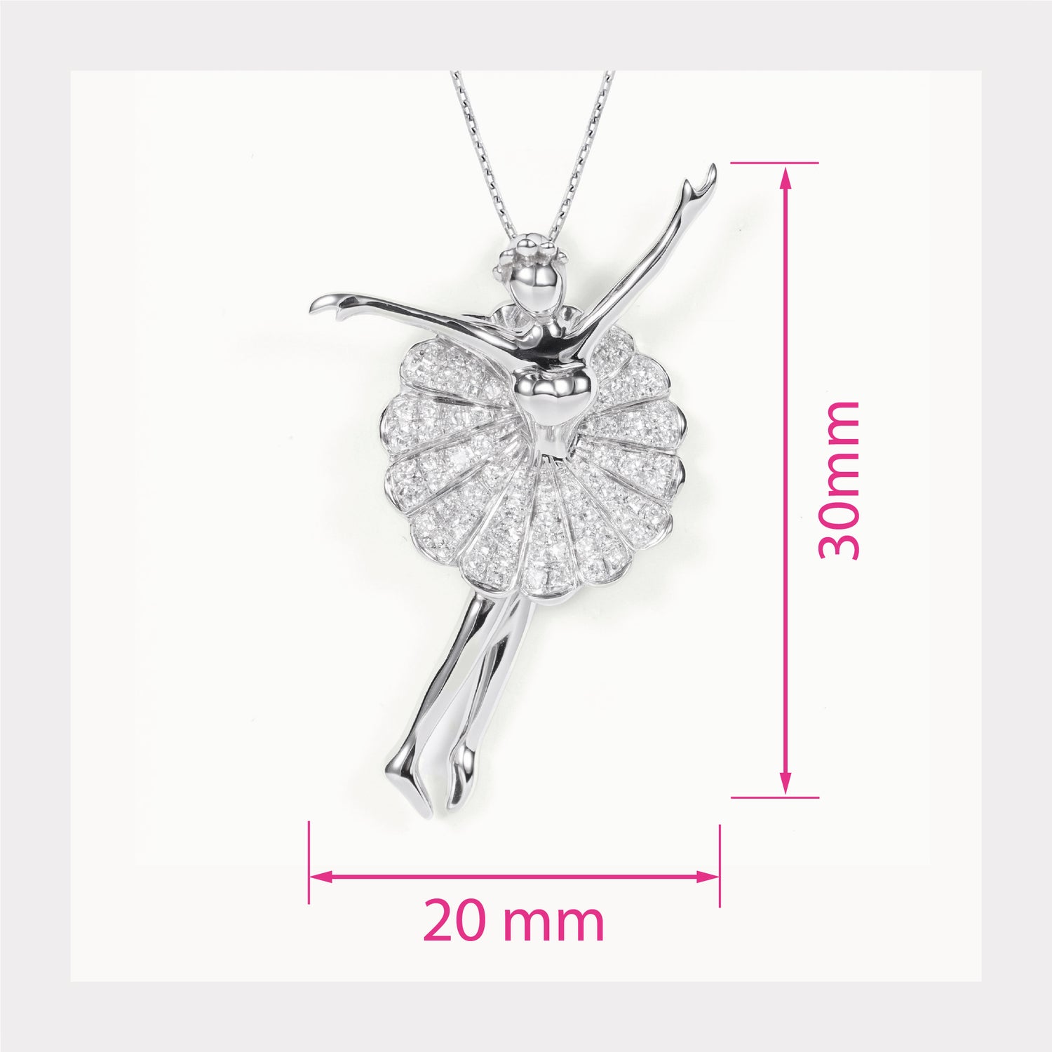 18K White Gold Ballerina Pendant with Natural Diamonds - JewelryAndStore