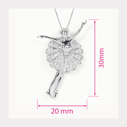 18K White Gold Ballerina Pendant with Natural Diamonds - JewelryAndStore