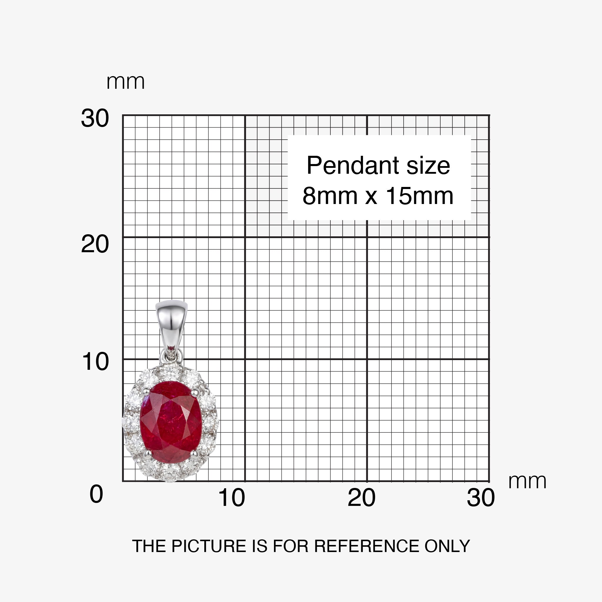 1.04ct Natural Ruby and Diamond Halo Pendant in 18K White Gold - JewelryAndStore