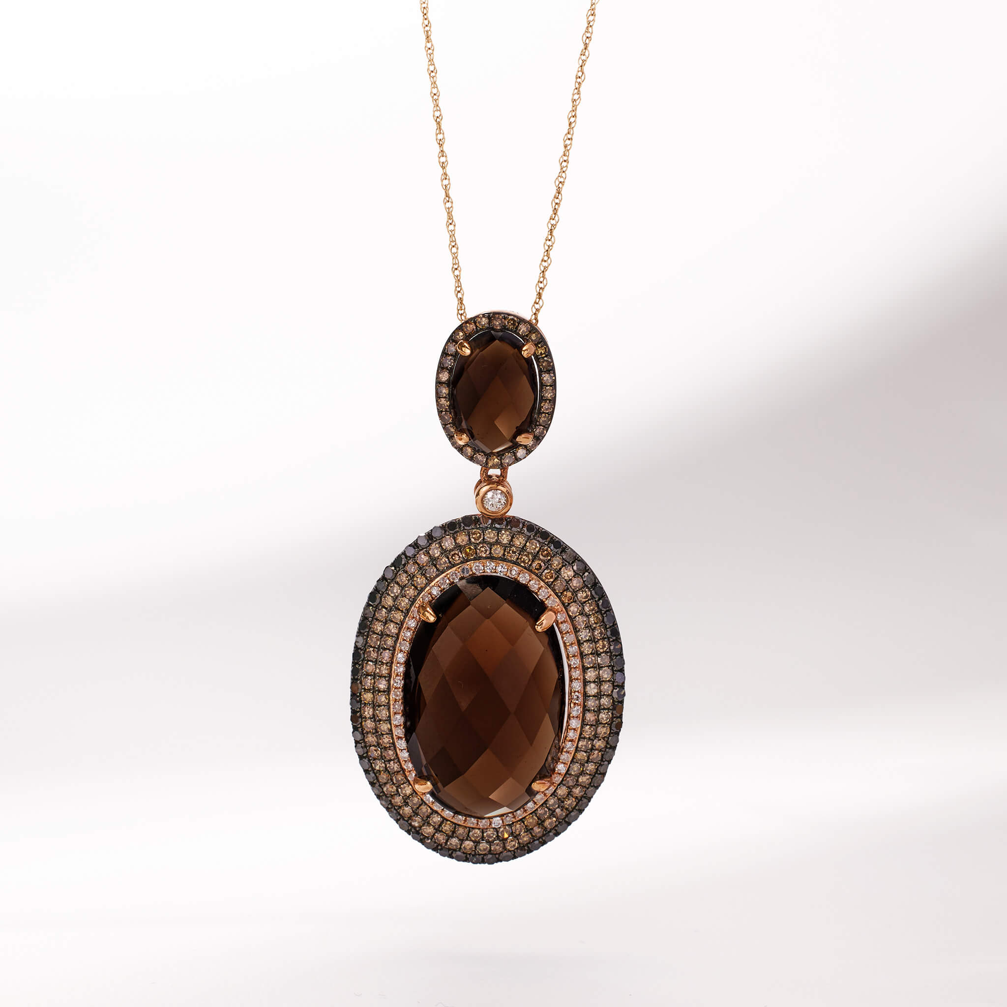 18K Gold Diamond and Smoky Quartz Pendant - Jewelry And Store