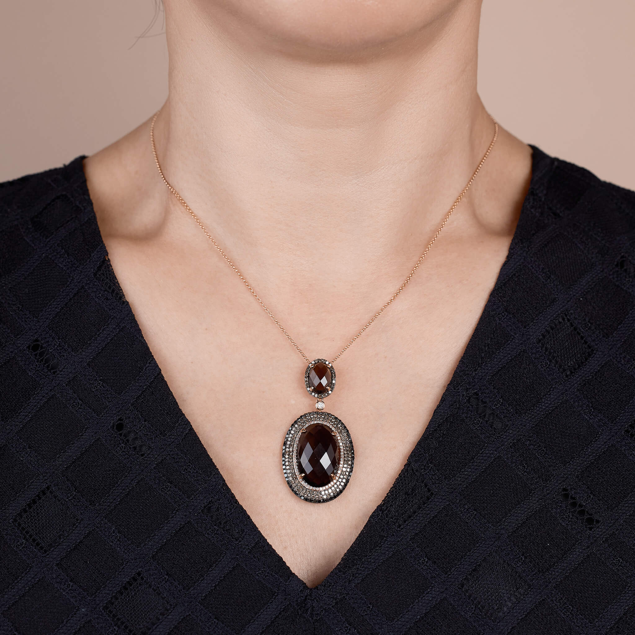 18K Gold Diamond and Smoky Quartz Pendant - Jewelry And Store