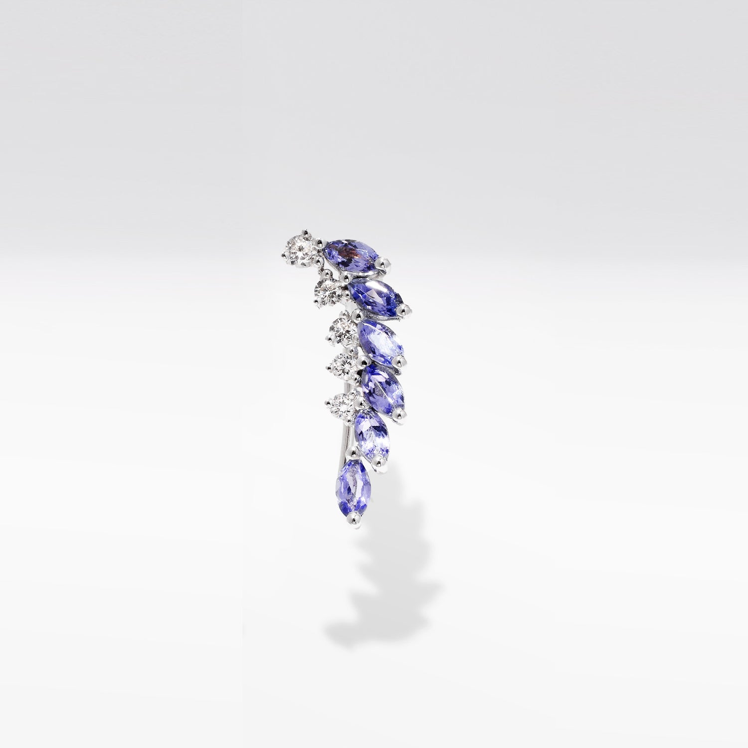 Curved Crawler Earrings with Lavender Tanzanite &amp; Diamonds