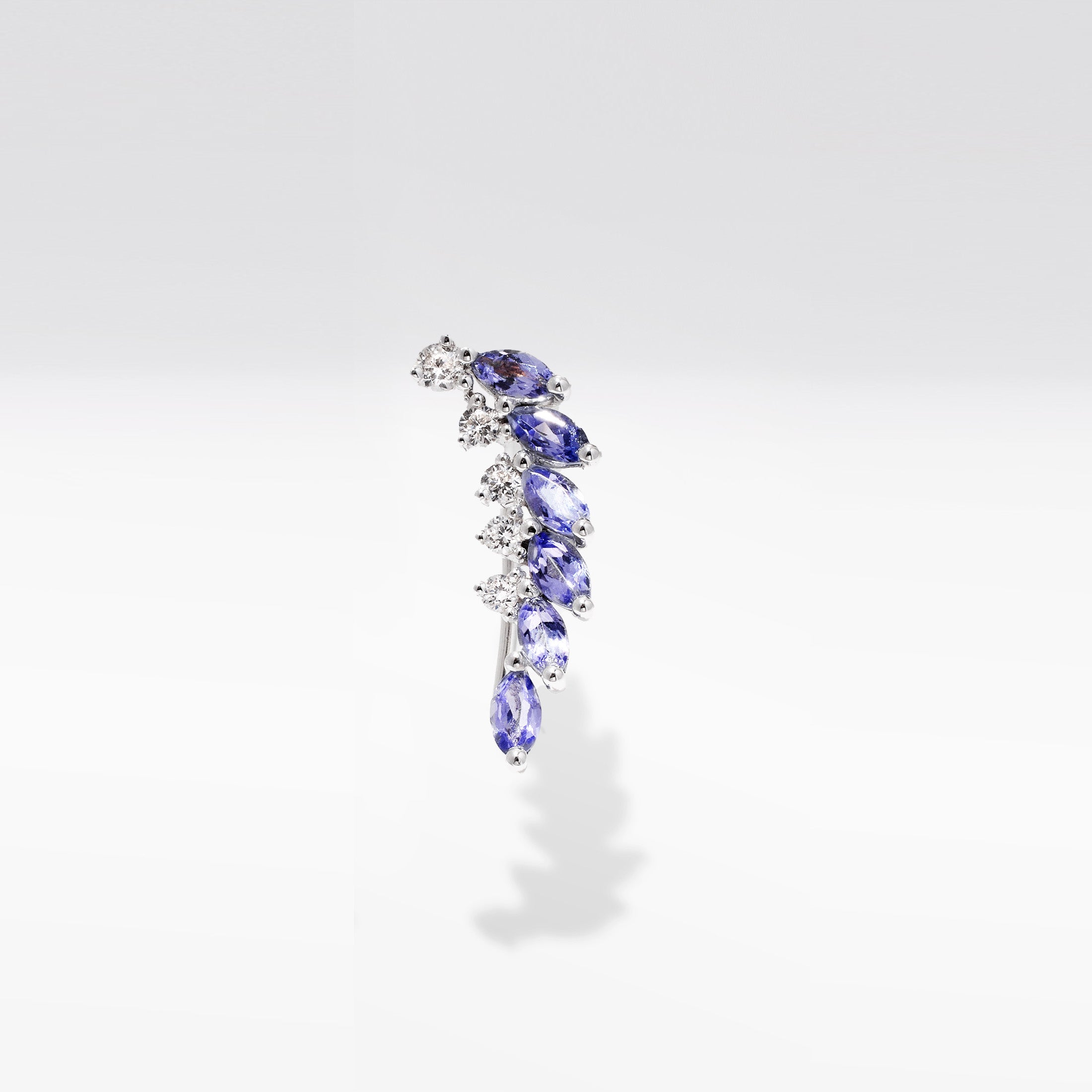 Curved Crawler Earrings with Lavender Tanzanite &amp; Diamonds - Jewelry And Store