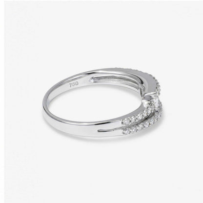 0.46ct.tw. Classic Round &amp; Baguette Diamond Band Ring 18K Gold - JewelryandStore