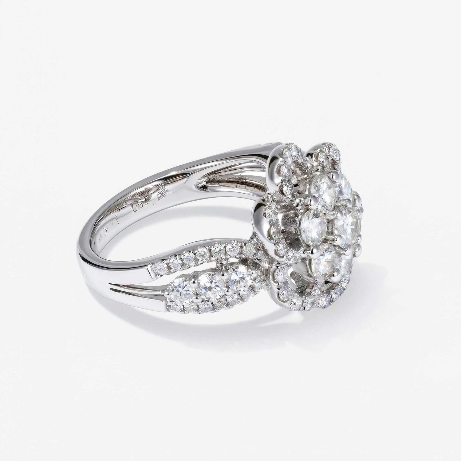 1.85ct Natural Diamond Flower Cluster Ring 18K Gold - JewelryandStore