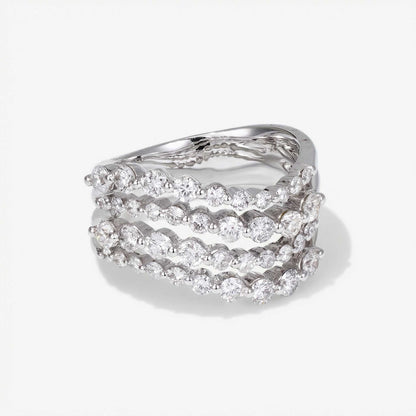 1.69ct Natural Diamond Wavy Multi-Row Ring 18K Gold - JewelryandStore