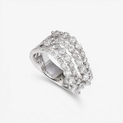 1.69ct Natural Diamond Wavy Multi-Row Ring 18K Gold - JewelryandStore