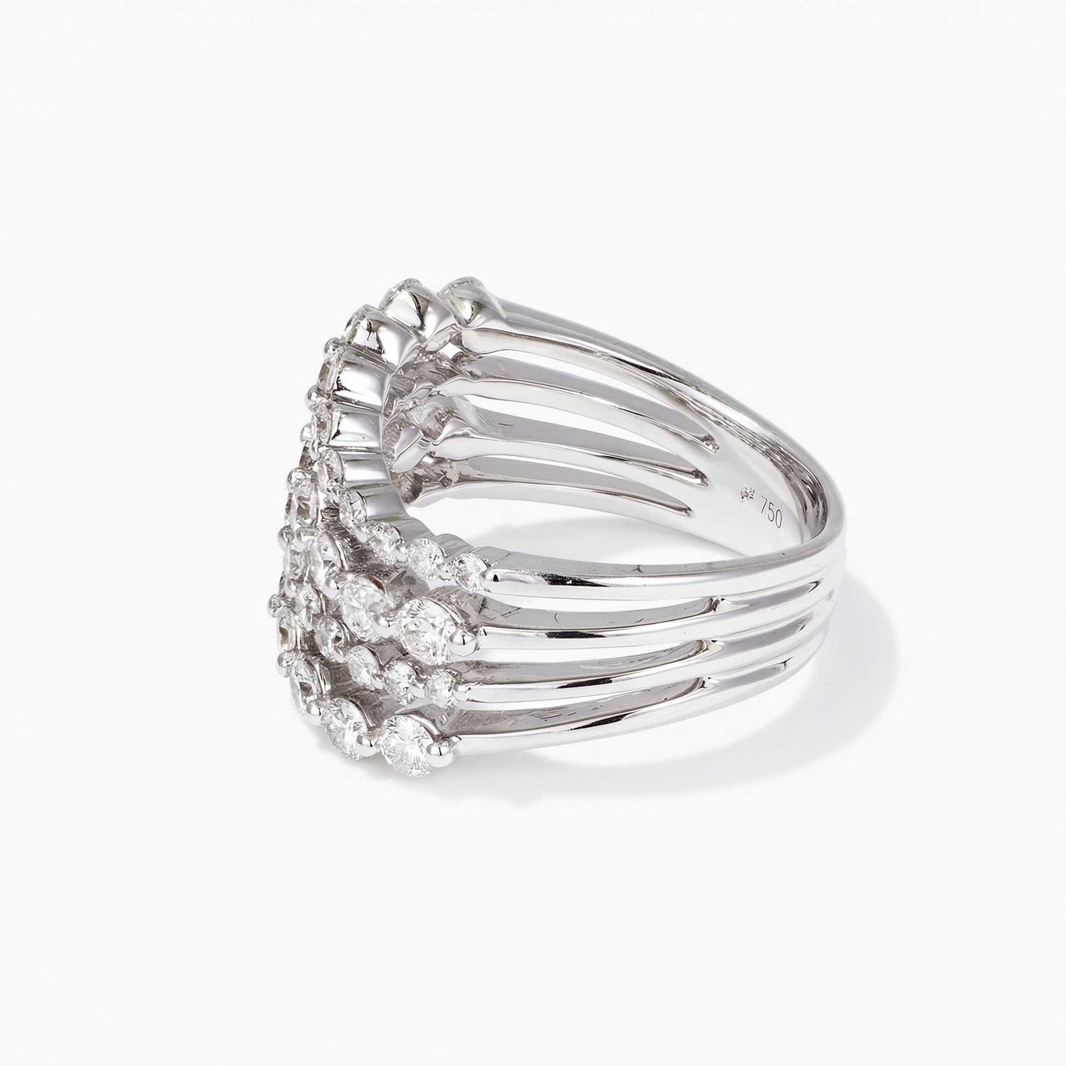 1.69ct Natural Diamond Wavy Multi-Row Ring 18K Gold - JewelryandStore