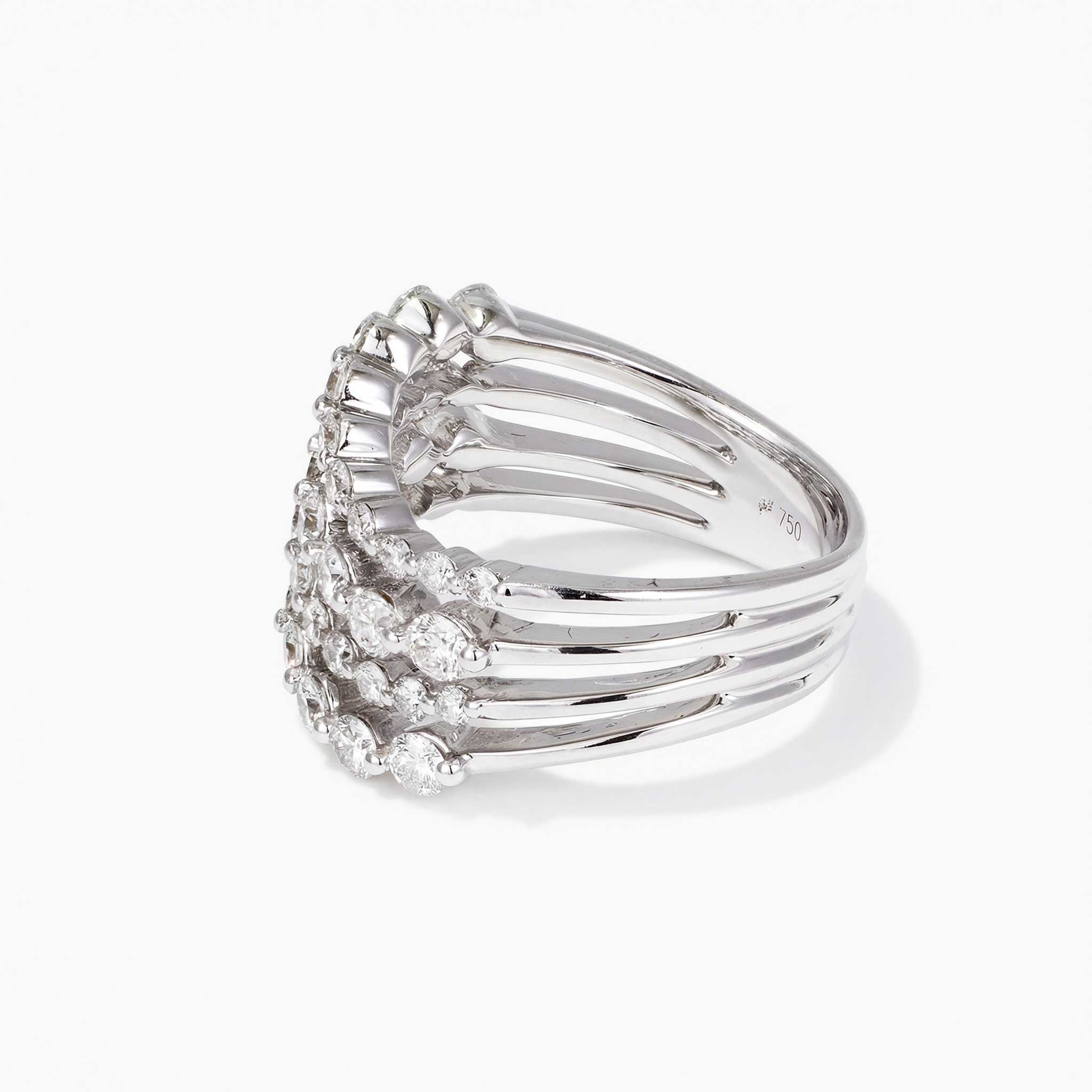 1.69ct Natural Diamond Wavy Multi-Row Ring 18K Gold - JewelryandStore