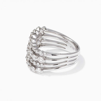 1.69ct Natural Diamond Wavy Multi-Row Ring 18K Gold - JewelryandStore