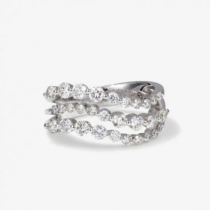 1.34ct Natural Diamond Three-Row Wavy Ring 18K Gold - JewelryandStore