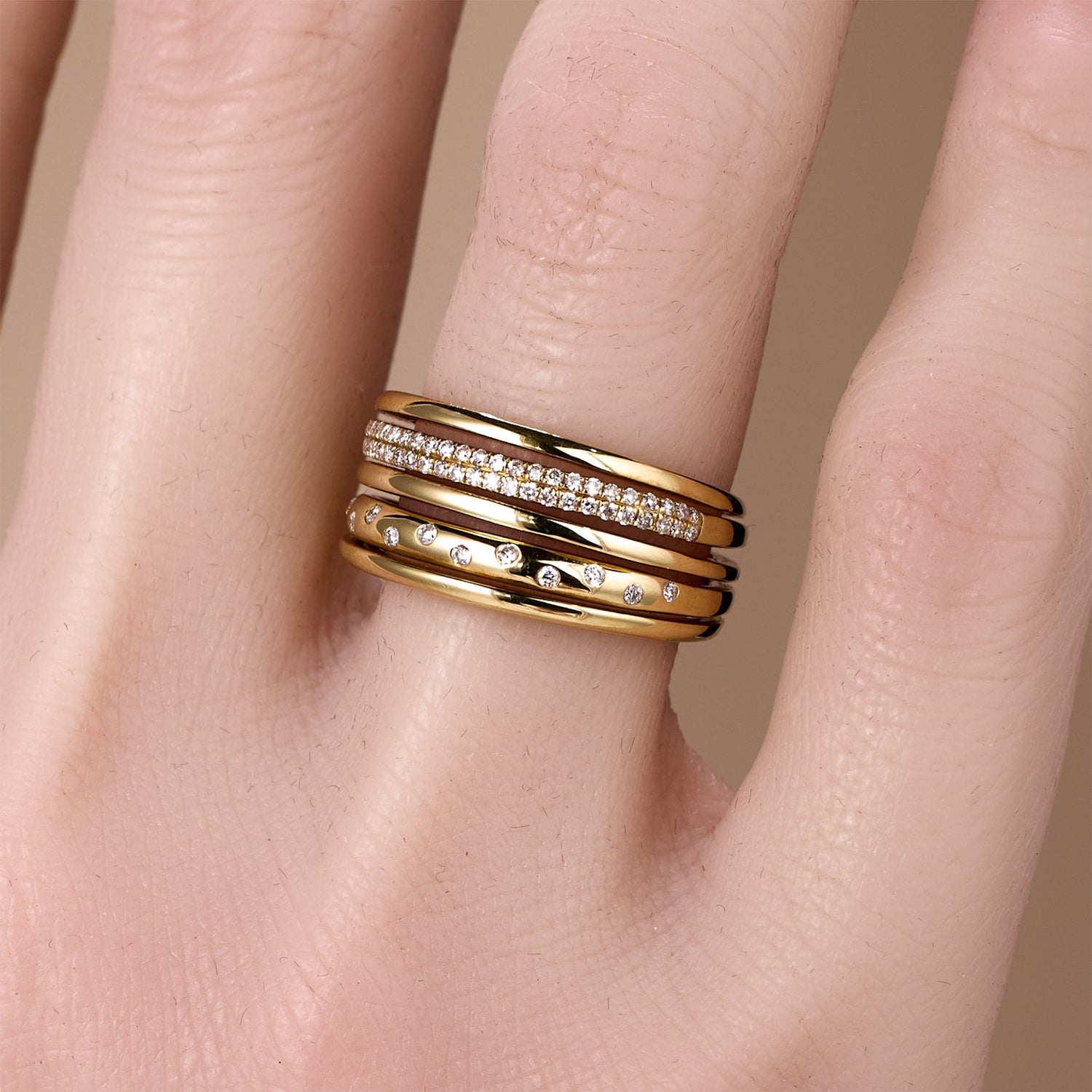 18K Gold Layered Starry Natural Diamond Ring - JewelryAndStore