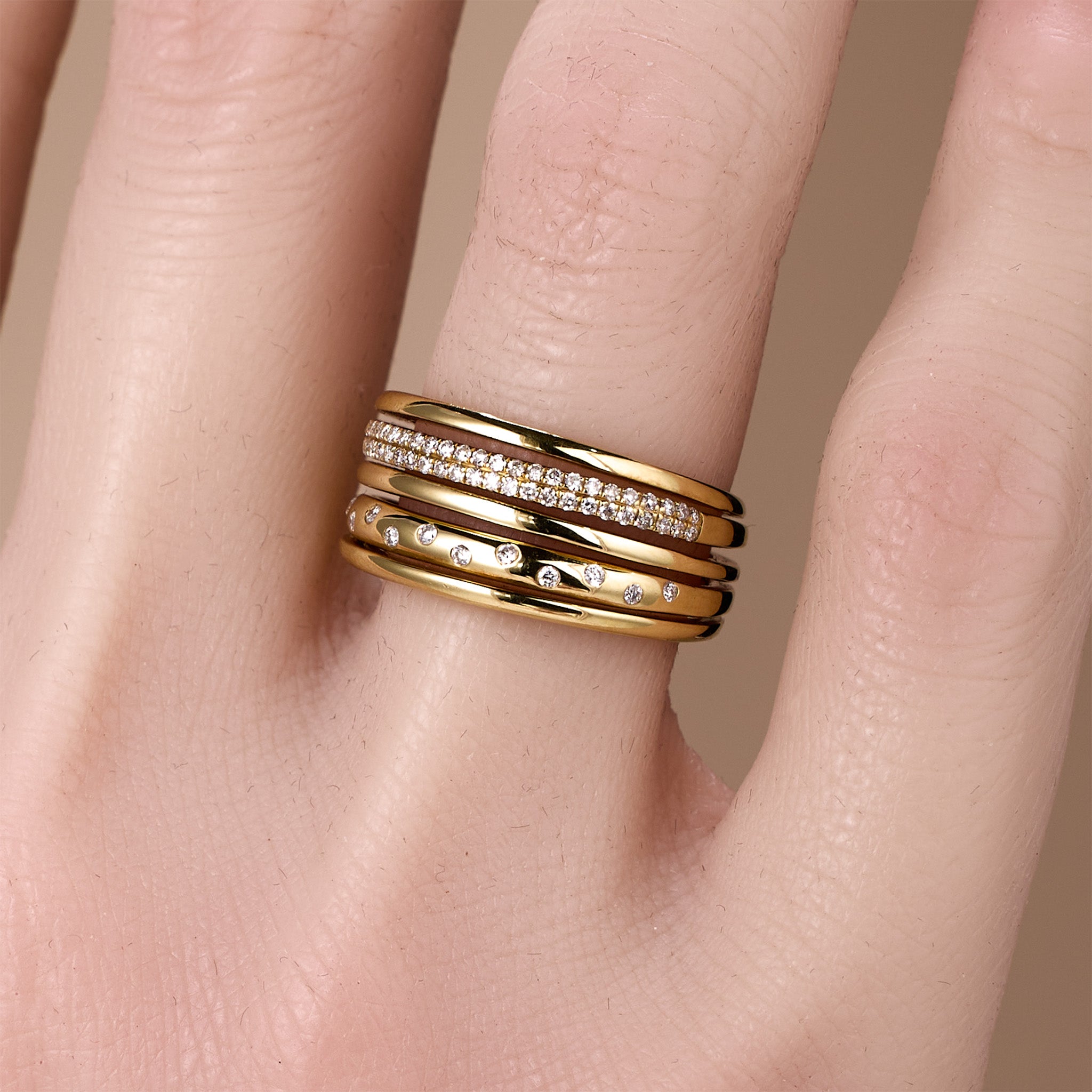 18K Gold Layered Starry Natural Diamond Ring - JewelryAndStore