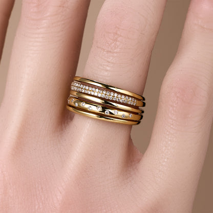 18K Gold Layered Starry Natural Diamond Ring - JewelryAndStore