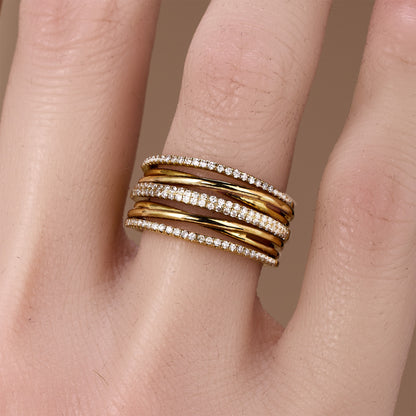 14K Gold Natural Diamond Statement Ring - JewelryAndStore