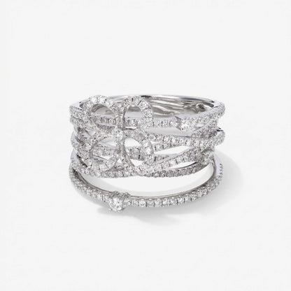1.16ct Natural Diamond Wide Openwork Bow Ring 18K Gold - JewelryandStore