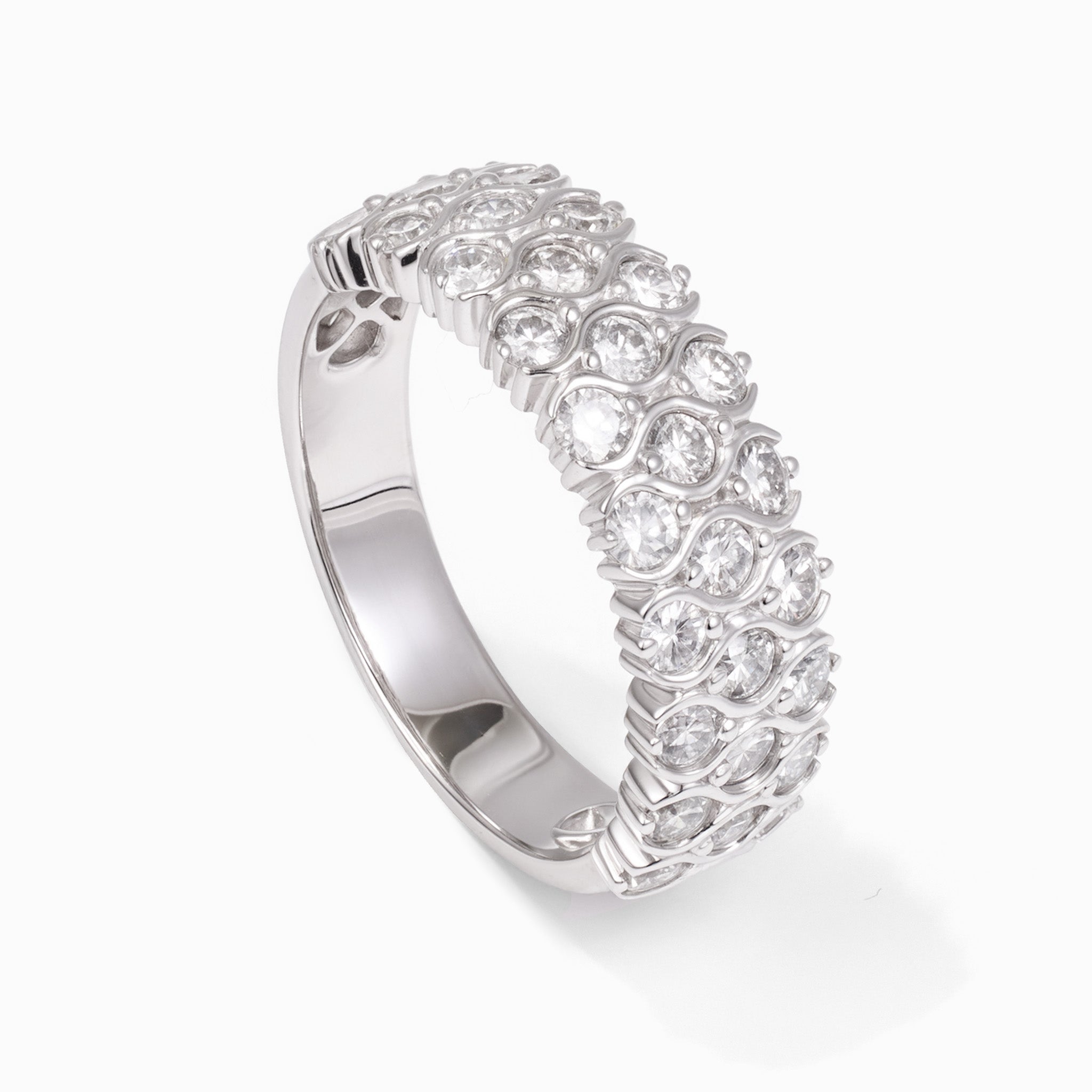 18K White Gold Diamond Band with 1.20ct.tw. Natural Diamonds