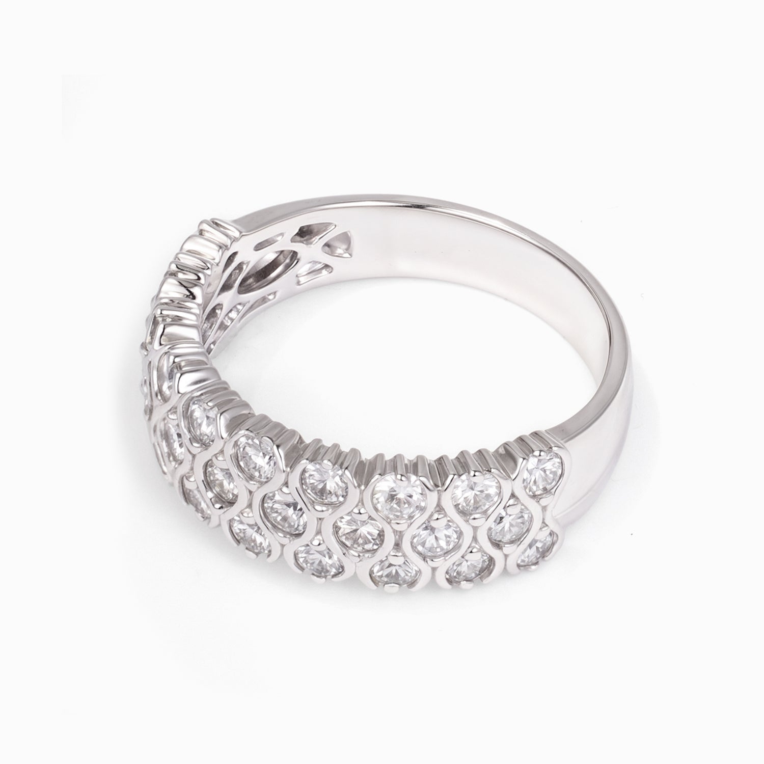 18K White Gold Diamond Band with 1.20ct.tw. Natural Diamonds