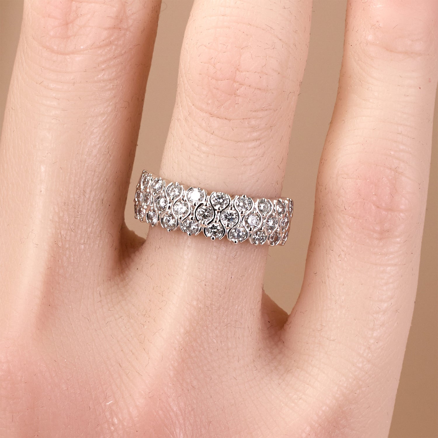 18K White Gold Diamond Band with 1.20ct.tw. Natural Diamonds - JewelryAndStore