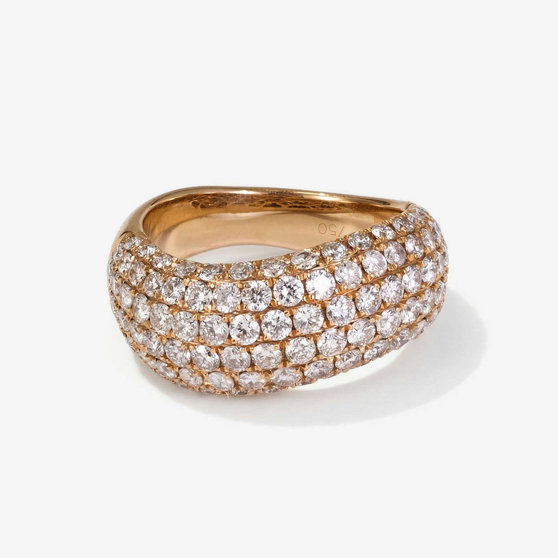 2.28ct Natural Diamond Luxury Wavy Dome Ring in 18K Gold - JewelryAndStore