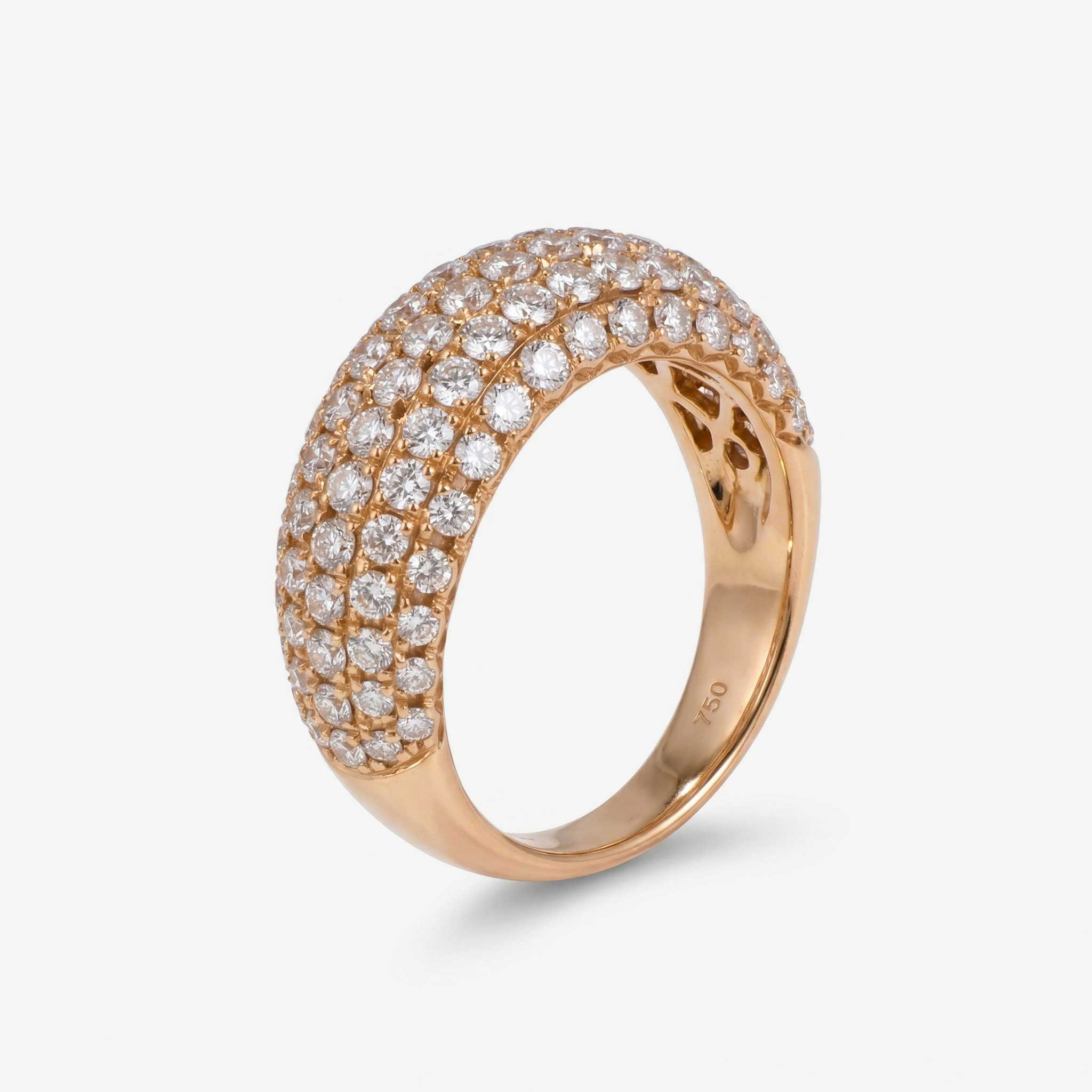 Rose gold ring with diamond accents on a white background from JewelryandStore