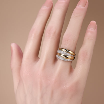 0.87ct.tw. Layered Natural Diamond Ring in 14K Gold - JewelryAndStore