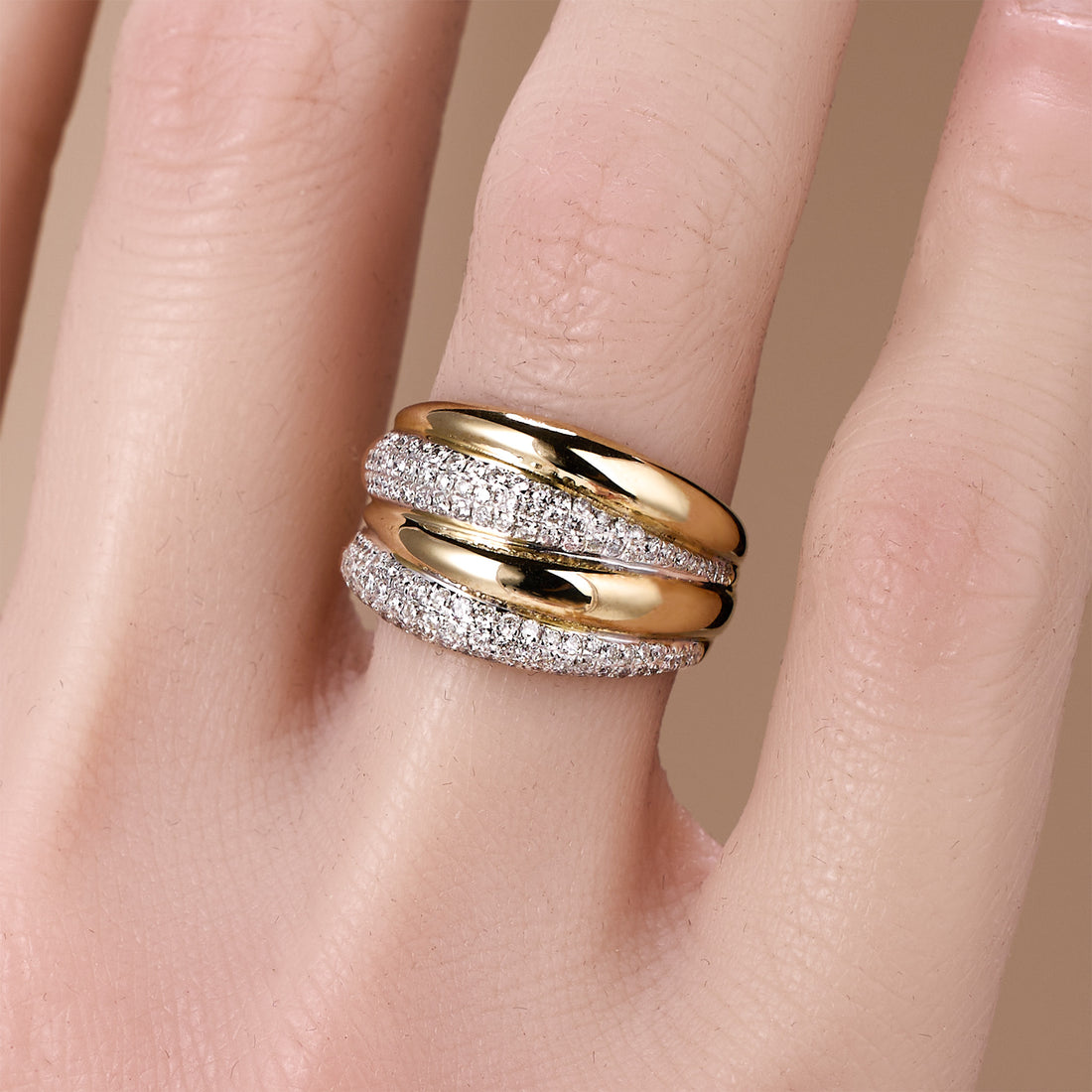 0.87ct.tw. Layered Natural Diamond Ring in 14K Gold - JewelryAndStore