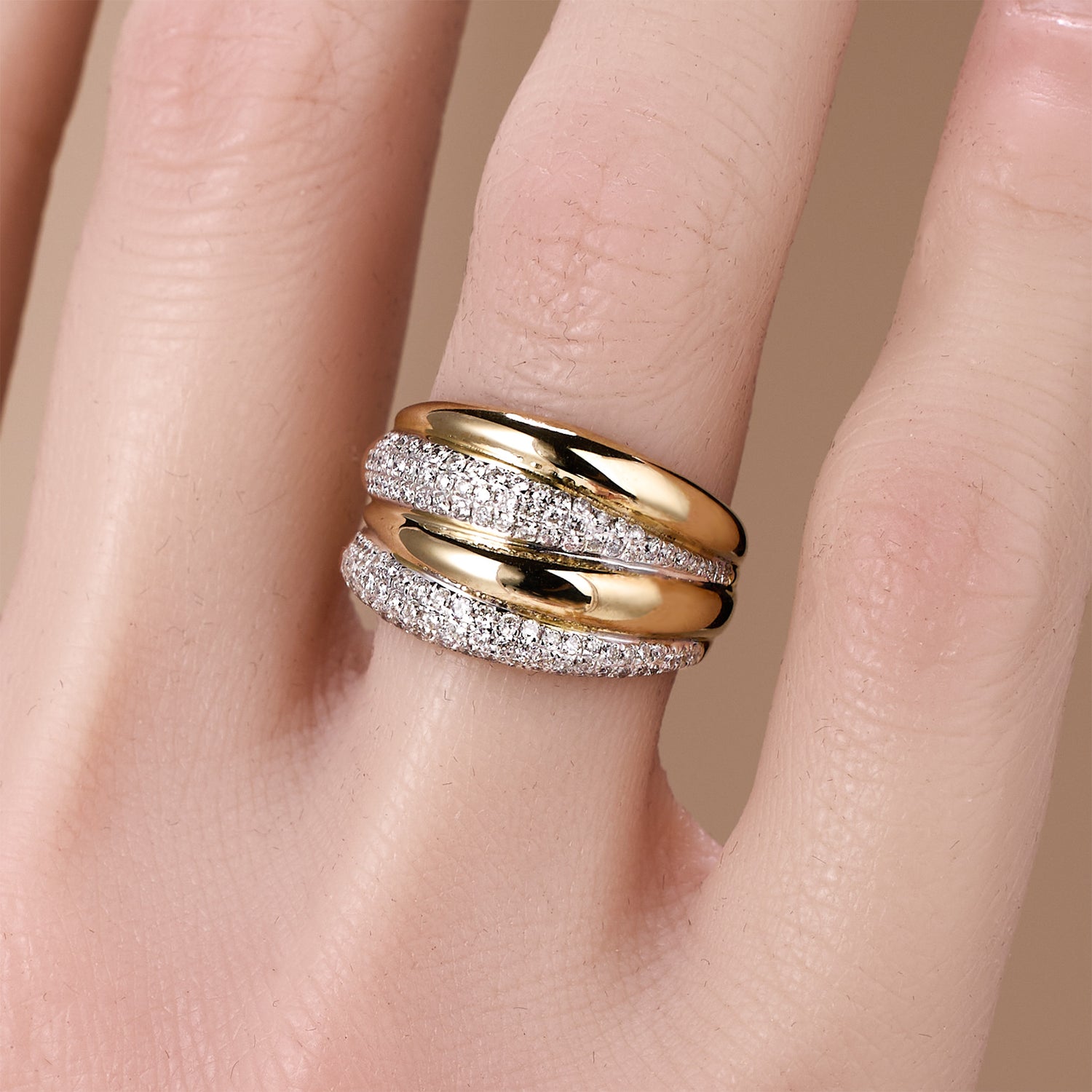 0.87ct.tw. Layered Natural Diamond Ring in 14K Gold - JewelryAndStore