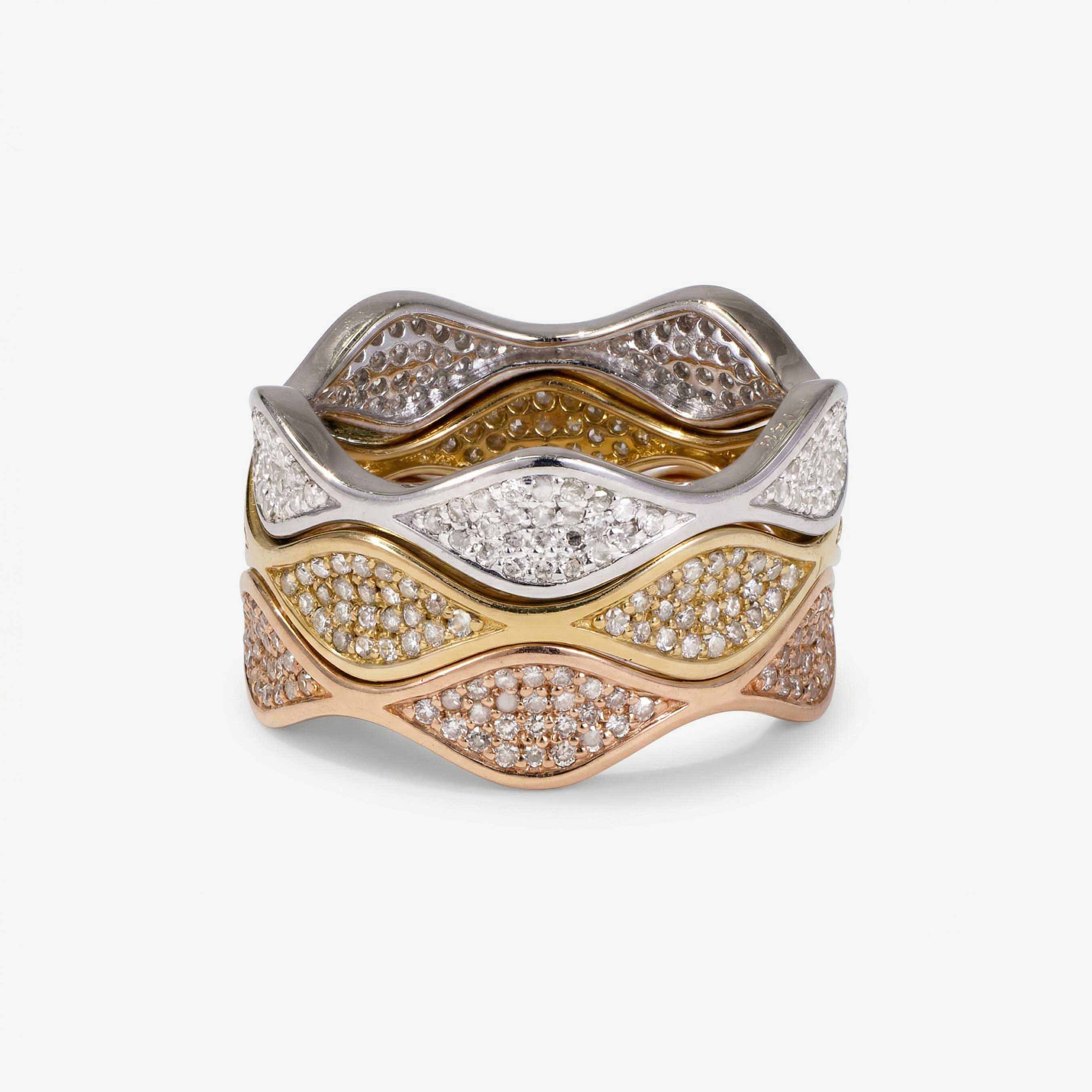1.06ct Natural Diamond 3-in-1 Convertible Stackable Ring 14K Gold - JewelryandStore
