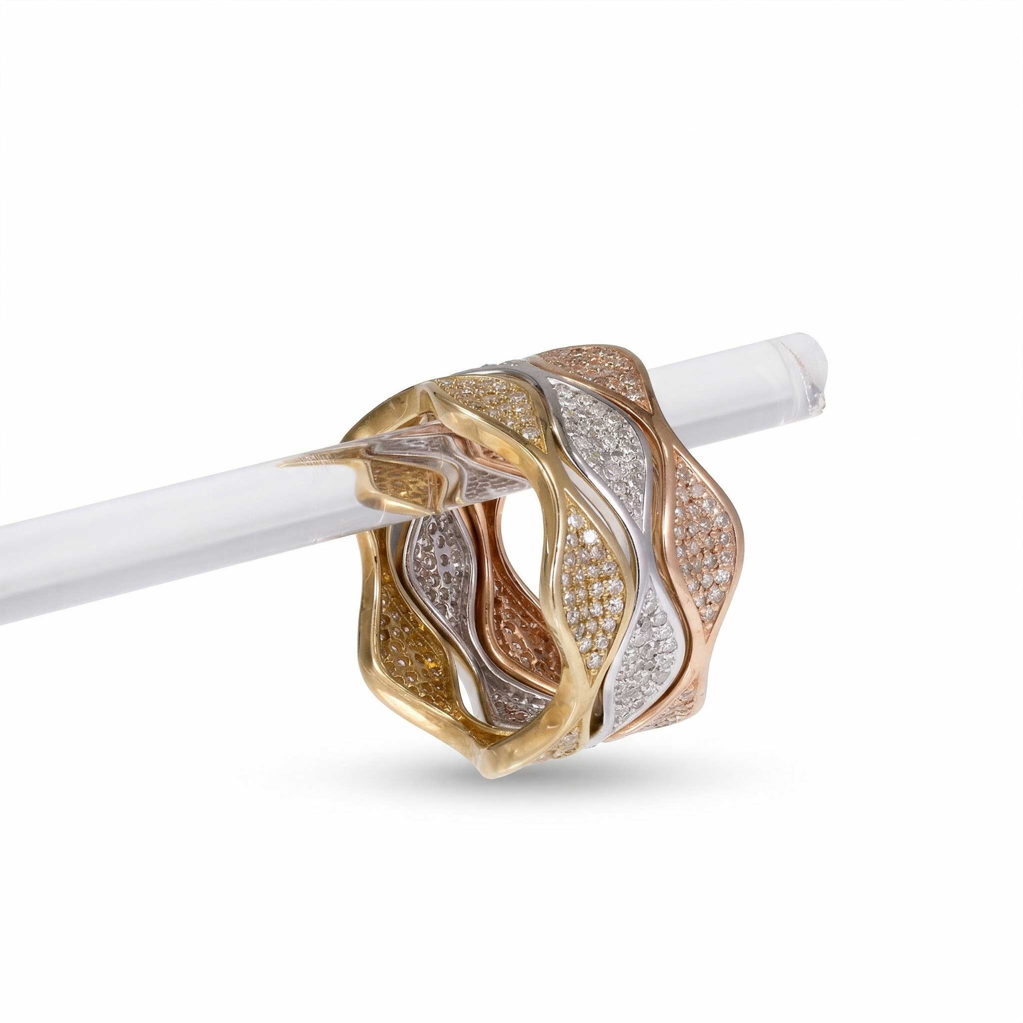 1.06ct Natural Diamond 3-in-1 Convertible Stackable Ring 14K Gold - JewelryandStore