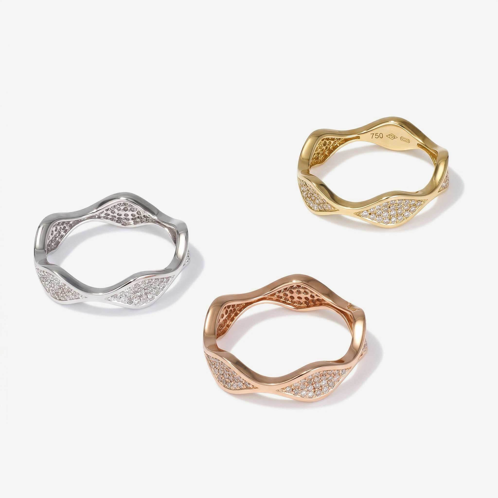 1.06ct Natural Diamond 3-in-1 Convertible Stackable Ring 14K Gold - JewelryandStore