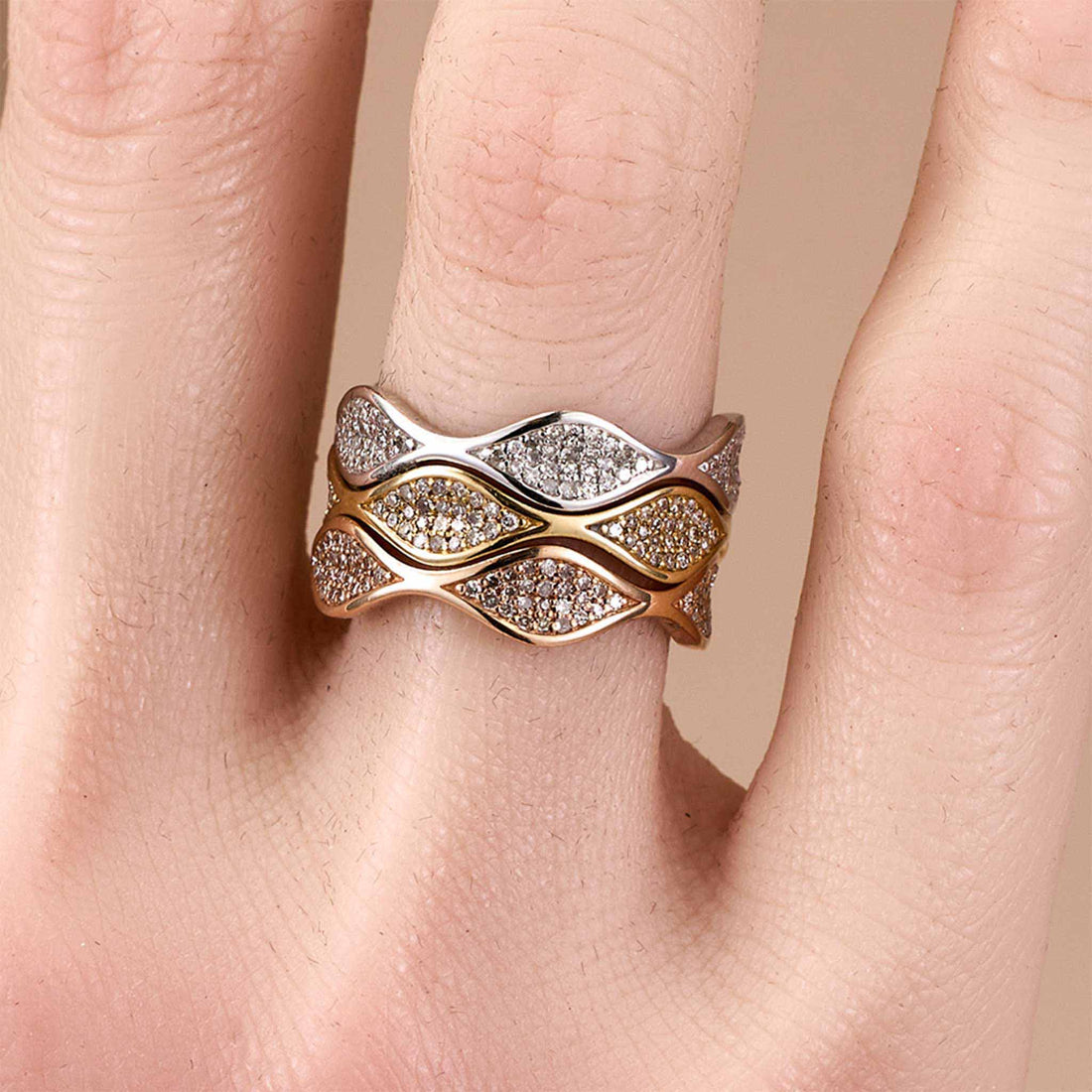 1.06ct Natural Diamond 3-in-1 Convertible Stackable Ring 14K Gold - JewelryandStore