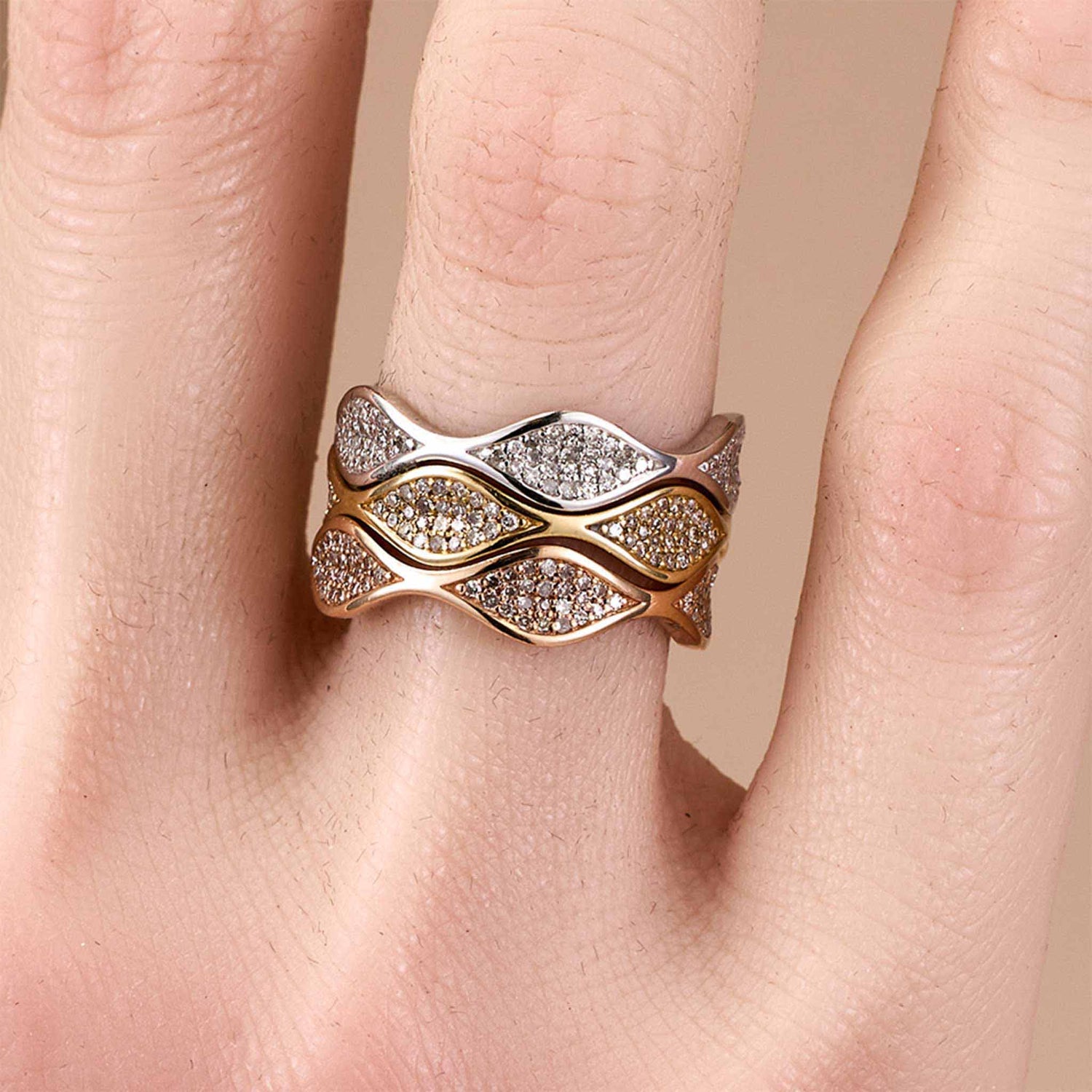 1.06ct Natural Diamond 3-in-1 Convertible Stackable Ring 14K Gold - JewelryandStore
