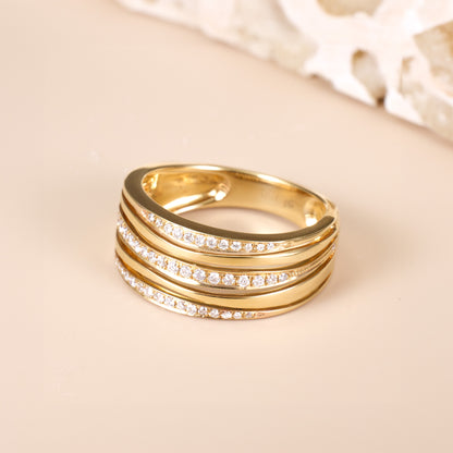 18K Gold Starry Diamond Statement Ring - JewelryAndStore