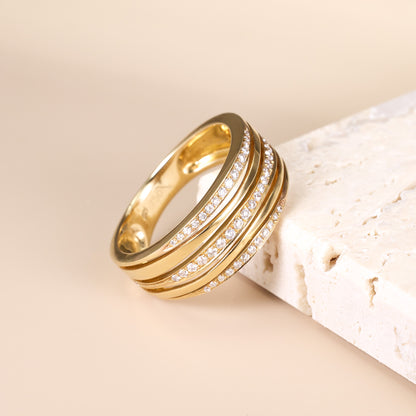 18K Gold Starry Diamond Statement Ring - JewelryAndStore