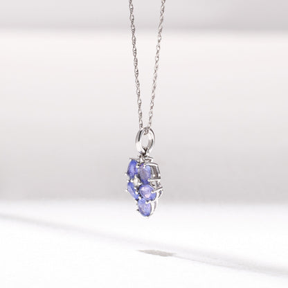 18K White Gold Grape Pendant with Nature Tanzanite and Diamond - Jewelry And Store