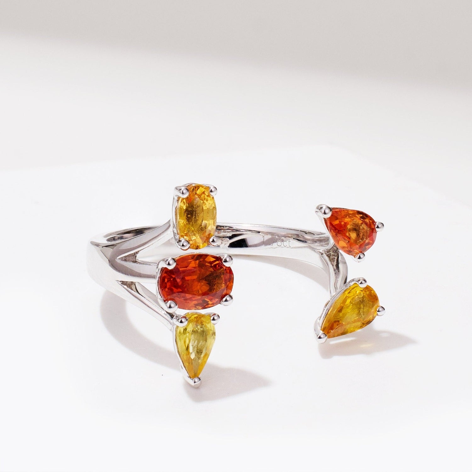 18K Gold Tulip Wrap Ring with Natural Fancy Sapphire - Jewelry And Store
