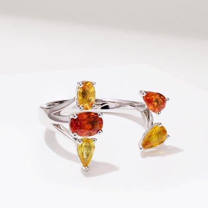 18K Gold Tulip Wrap Ring with Natural Fancy Sapphire - Jewelry And Store
