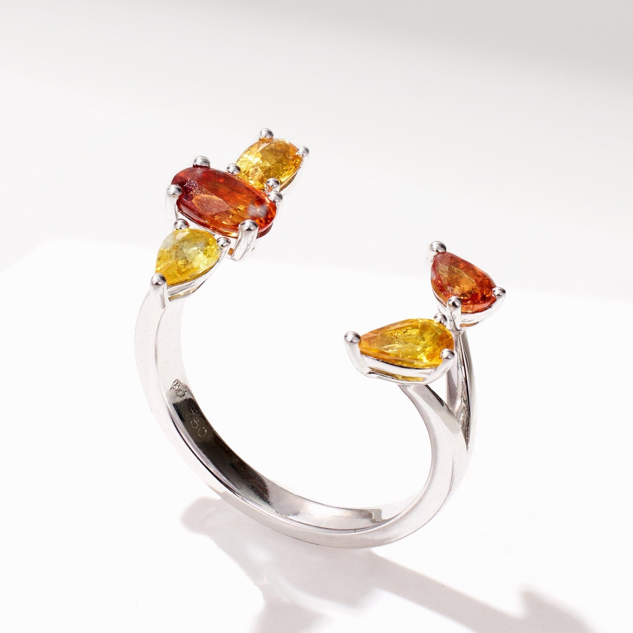 18K Gold Tulip Wrap Ring with Natural Fancy Sapphire - Jewelry And Store
